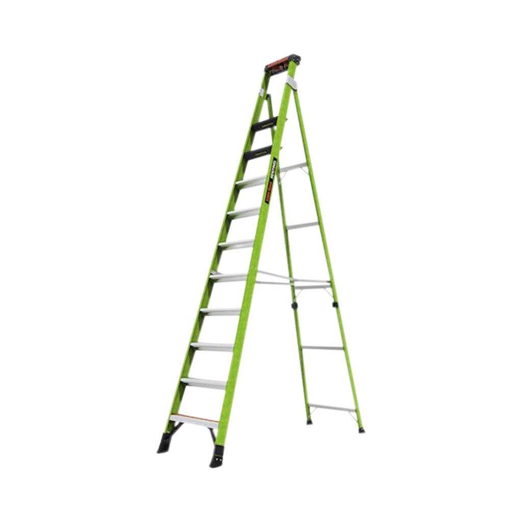 Escalera de 3.65 m Capacidad máxima de 170 Kg, inclinada, de fibra de vidrio con almohadilla de pared giratoria. - SILYMX