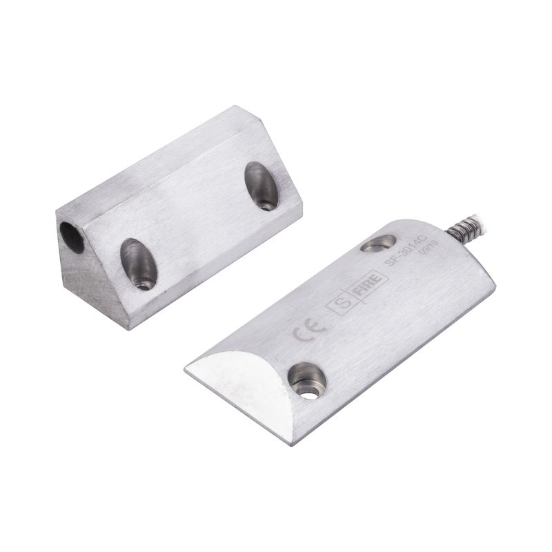 Contacto Magnético para Piso, Salida Dual NC/NA, GAP 75mm, Cubierta de Aluminio con 55cm de Cable Blindado - SILYMX