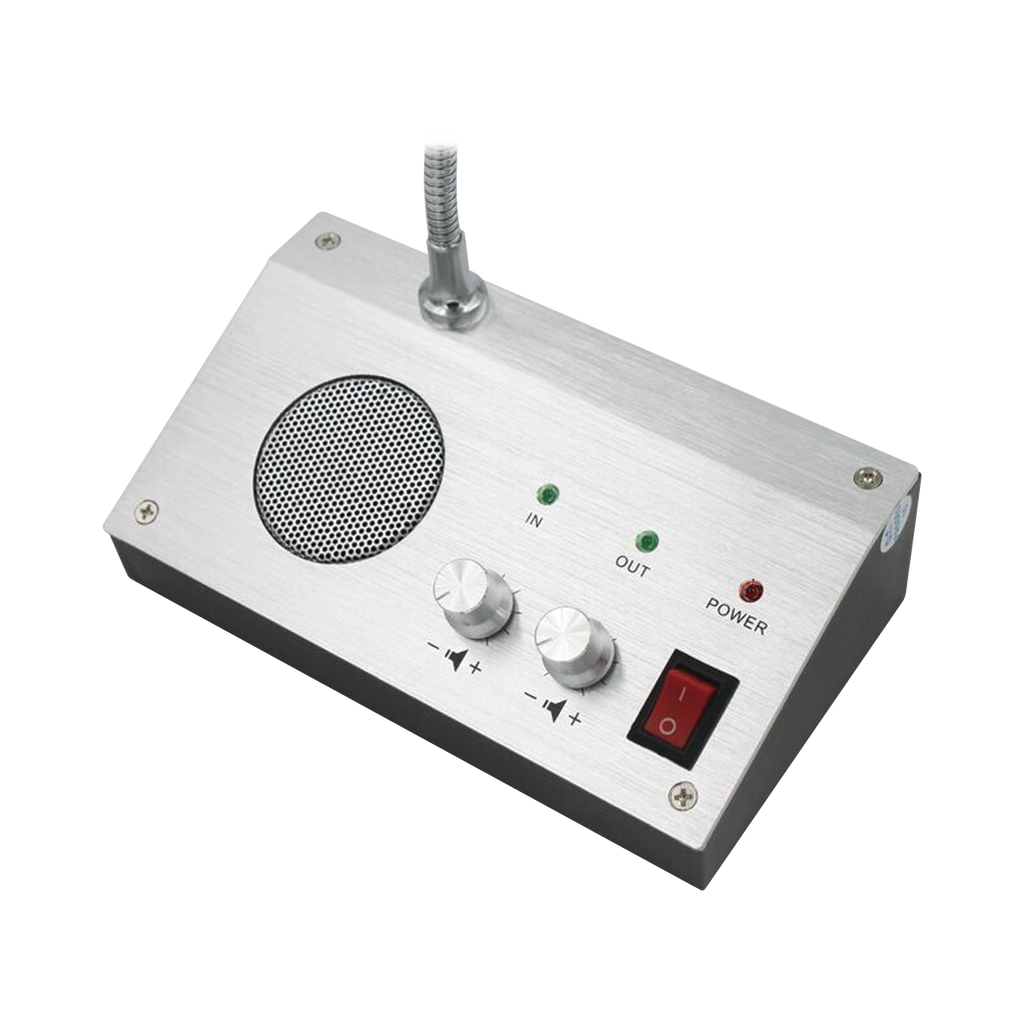 Sistema de Intercomunicación | Ideal para Ventanillas | Audio de voz de dos vías | 12V/1A 3W | Micrófono Interior + Micrófono Exterior