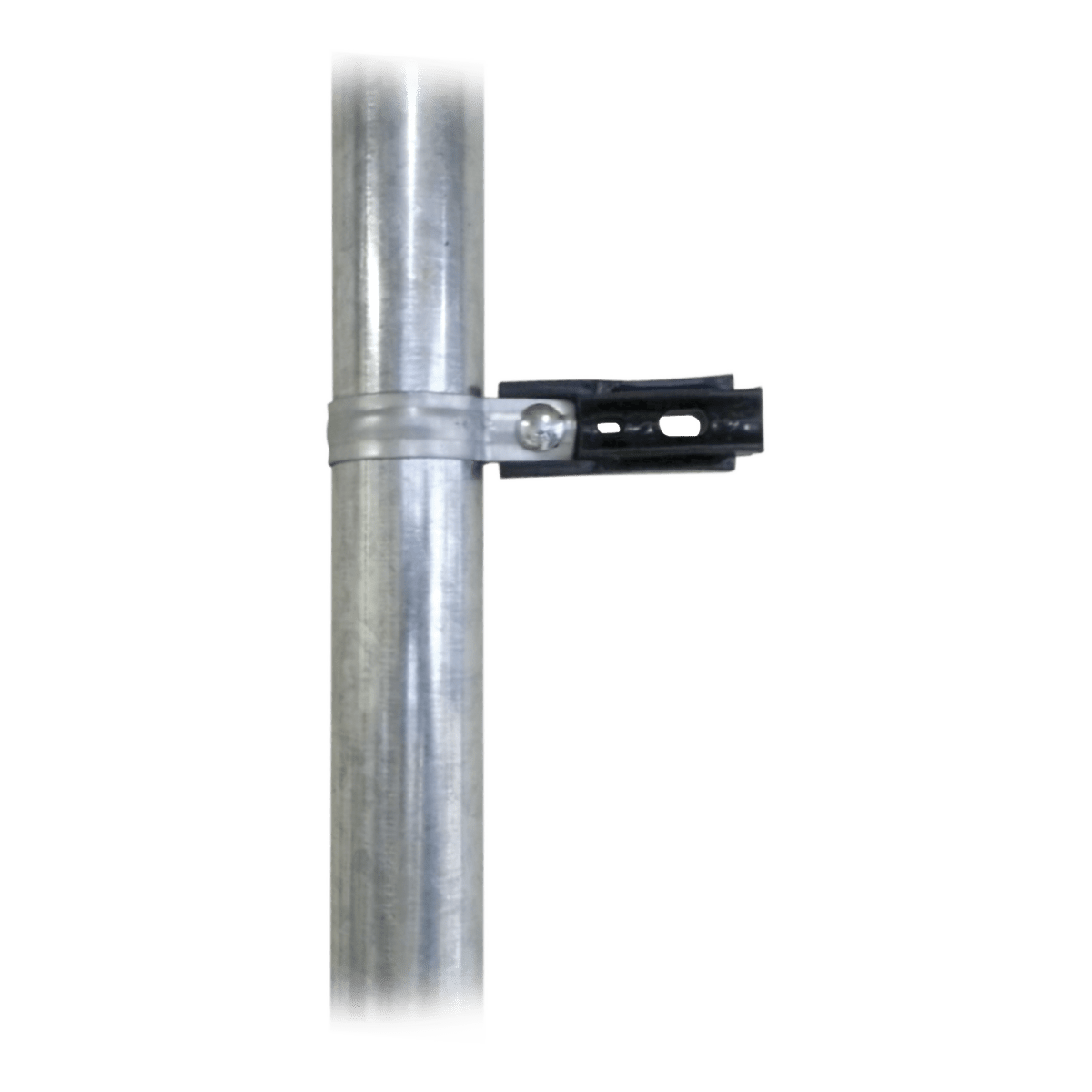 Aislador de paso o esquina con abrazadera incluida de 33-38mm para uso en tubería de malla ciclónica. - SILYMX