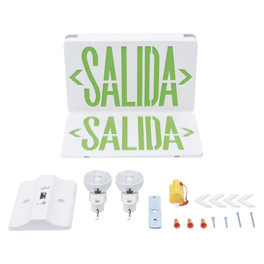 Letrero LED de SALIDA con Luz de Emergencia Montaje Universal (pared, lateral o Techo) Batería de Respaldo Incluida SFKDC860 - SILYMX