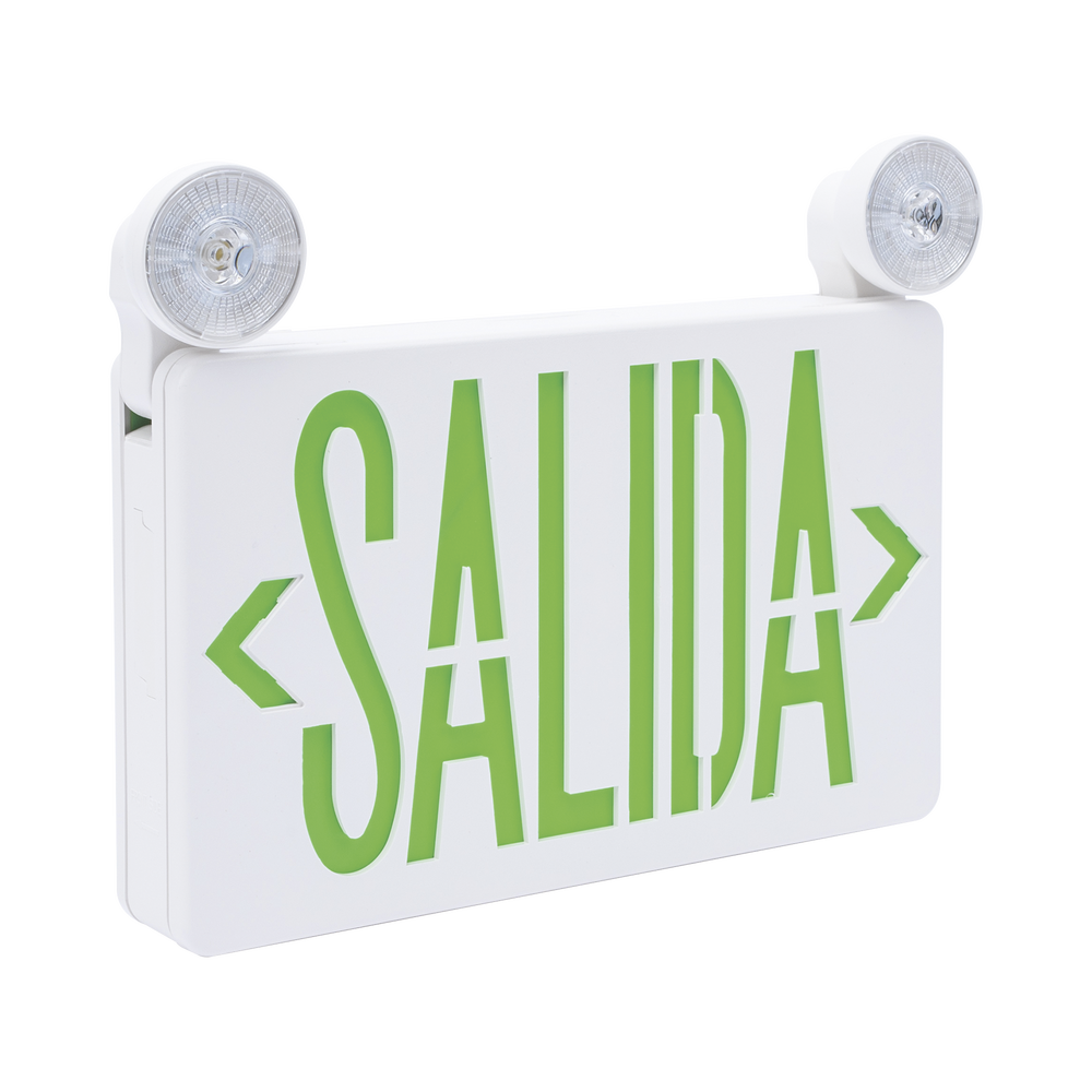 Letrero LED de SALIDA con Luz de Emergencia Montaje Universal (pared, lateral o Techo) Batería de Respaldo Incluida SFKDC860