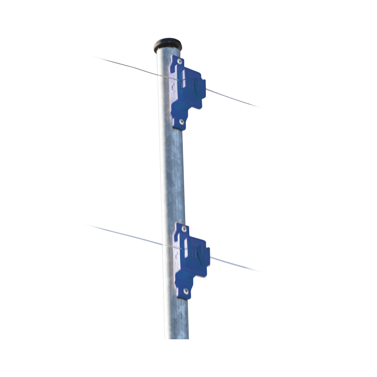 Aislador de Paso colo Azul reforzado para cercos eléctricos, resistente al clima extremoso - SILYMX