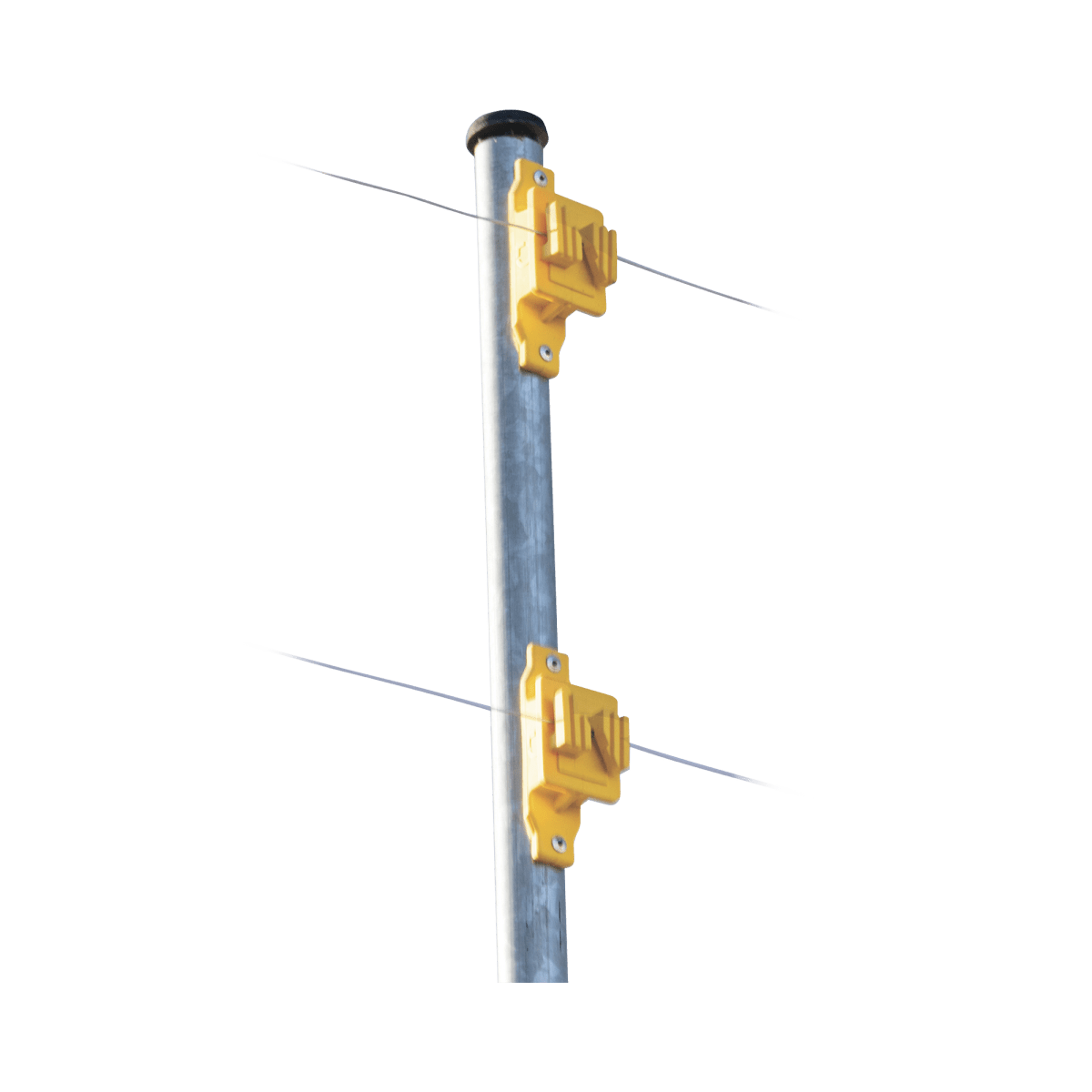 Aislador de Paso color Amarillo reforzado para cercos eléctricos, resistente al clima extremoso - SILYMX