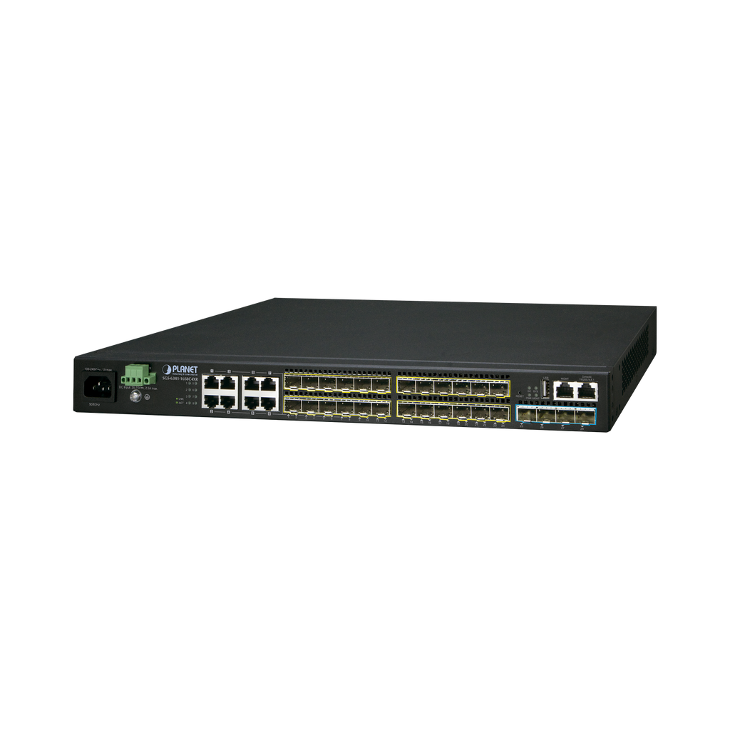 Switch Administrable L3 16-Puertos 100/1000X SFP, 8-Puertos Gigabit TP/SFP, 4-Puertos 10G SFP+ Stackable