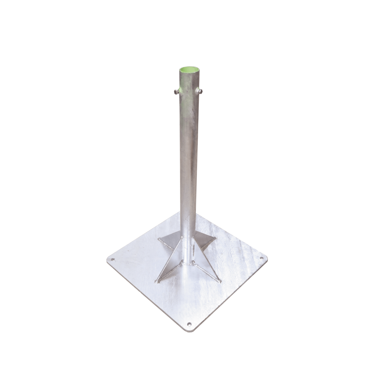 Base Para Mástil Hasta 2" Con Opresores, Base De 50 X 50 Cm Y Tubo De 80 Cm Ced. 30. Galv. Inmersión. SLM-BA-6G - SILYMX