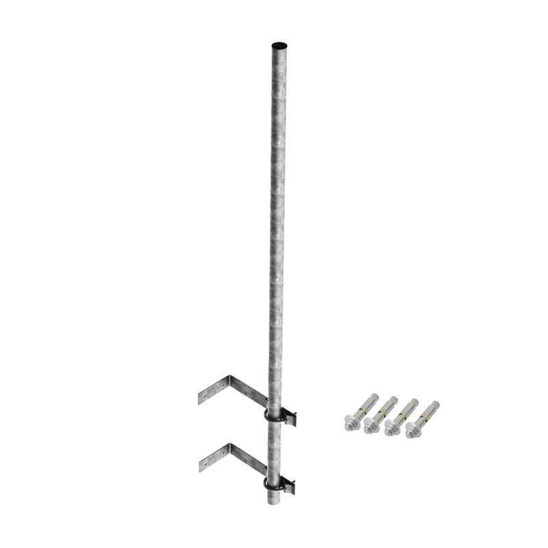 Mástil de 3 m de 1-1/4" diámetro ced. 30 con Herrajes para Sujeción a Pared. - SILYMX