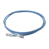Patch Cord "Skinny" Cat6A Blindado S/FTP 7ft Diámetro Reducido 28 AWG Color Azul - SILYMX