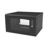 Gabinete Para Montaje En Pared, Puerta De Cristal Templado, Cuerpo Fijo Con Rack 19" De 6 Unidades. - SILYMX