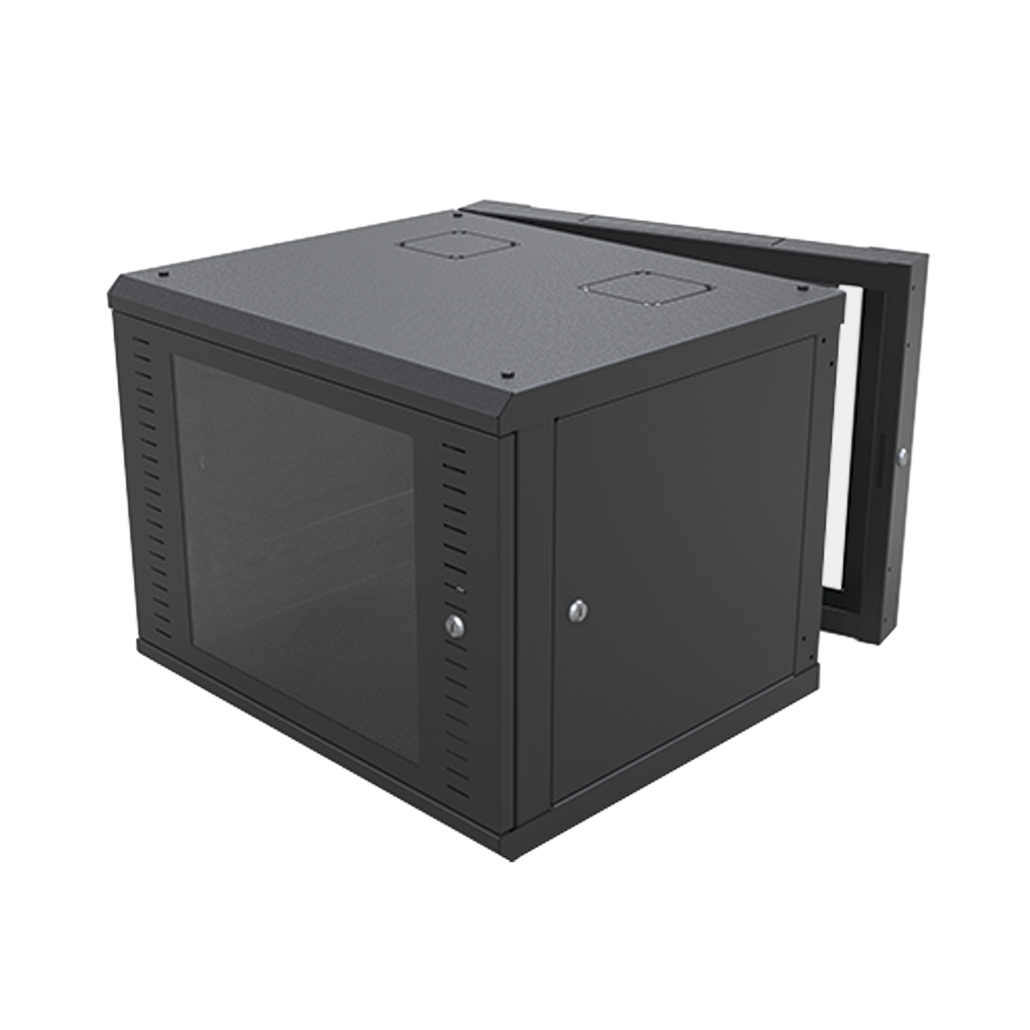 Gabinete Abatible de Pared (Con Marco Trasero) con Rack 19" de 9 Unidades. Ventana de Cristal Templado - SILYMX