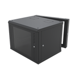 Gabinete Abatible de Pared (Con Marco Trasero) con Rack 19" de 9 Unidades. Ventana de Cristal Templado - SILYMX