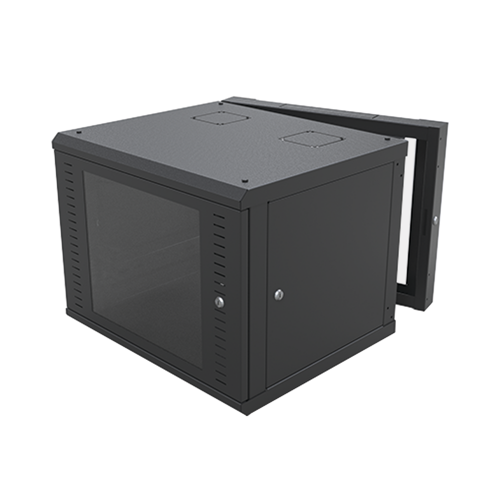 Gabinete Abatible de Pared (Con Marco Trasero) con Rack 19" de 9 Unidades. Ventana de Cristal Templado - SILYMX