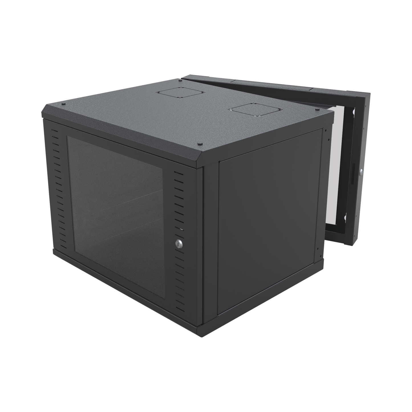 Gabinete Abatible de Pared (Con Marco Trasero) con Rack 19" de 12 Unidades. Ventana de Cristal Templado - SILYMX