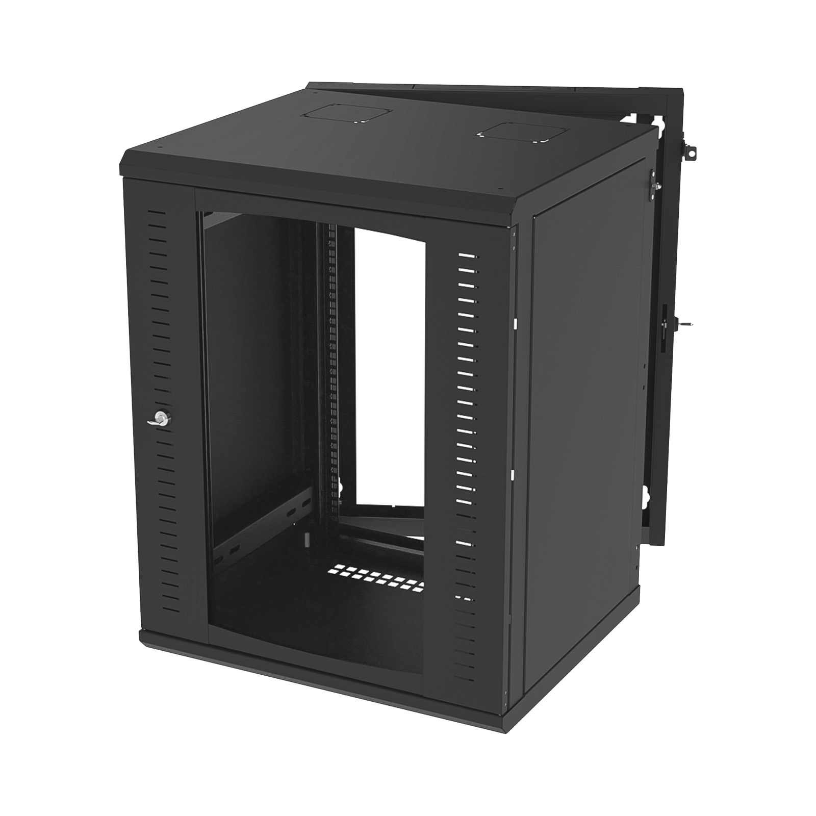 Gabinete Abatible de Pared (Con Marco Trasero) con Rack 19" de 16 Unidades. Ventana de Cristal Templado - SILYMX