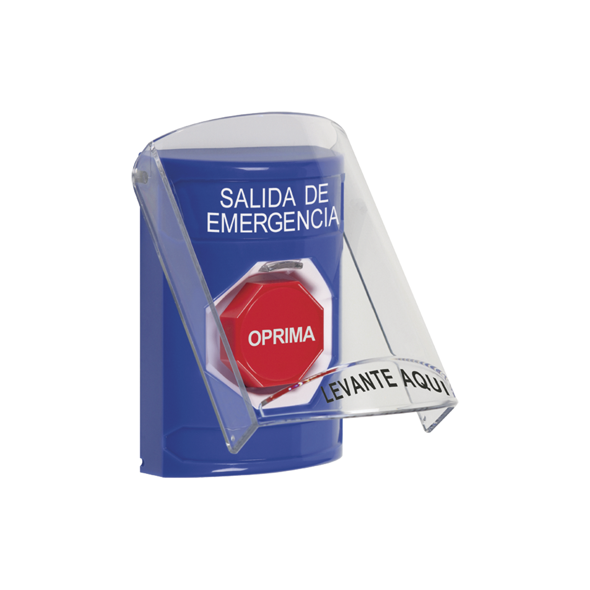 Botón de Salida de Emergencia, Texto en Español, Tapa Protectora de Policarbonato Súper Resistente y Restablecimiento con Llave - SILYMX