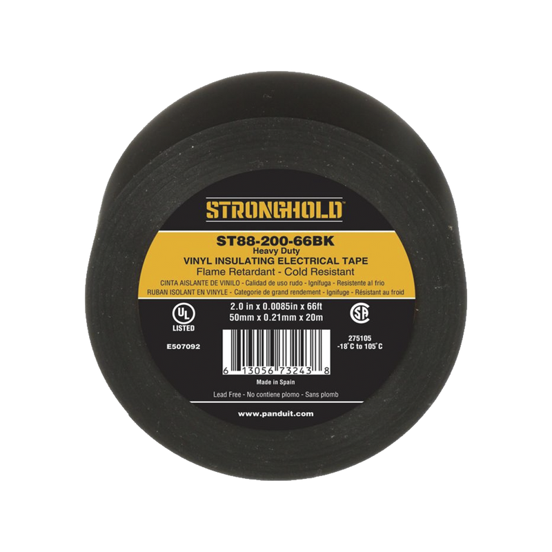 Cinta Eléctrica Para Aislar De Pvc Trabajo Pesado Grosor De 0.21 Mm (8.5 Mil) Ancho De 50 Mm Y 20 M De Largo Uso Interior/Exterior Color Negro - SILYMX