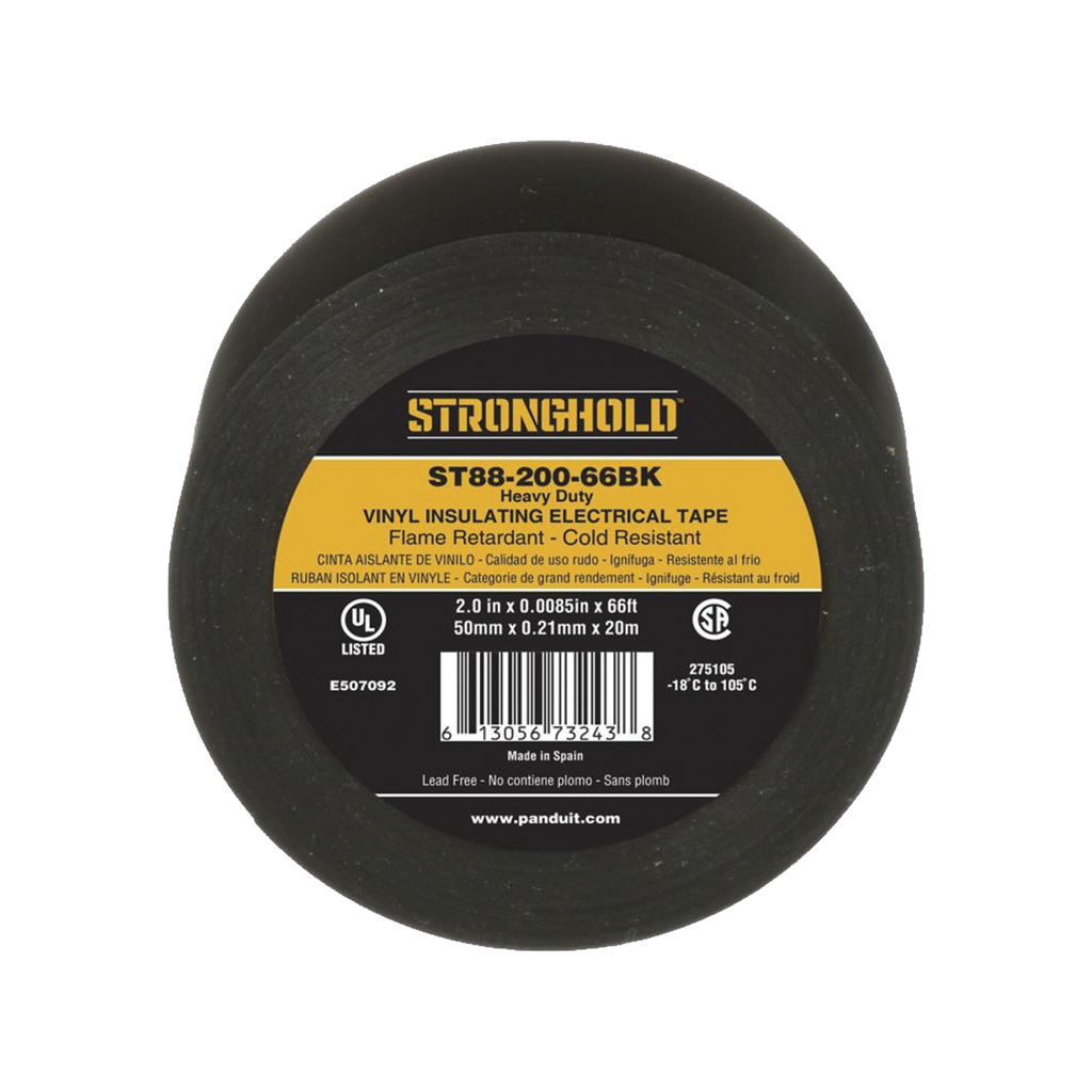 Cinta Eléctrica Para Aislar De Pvc Trabajo Pesado Grosor De 0.21 Mm (8.5 Mil) Ancho De 50 Mm Y 20 M De Largo Uso Interior/Exterior Color Negro - SILYMX