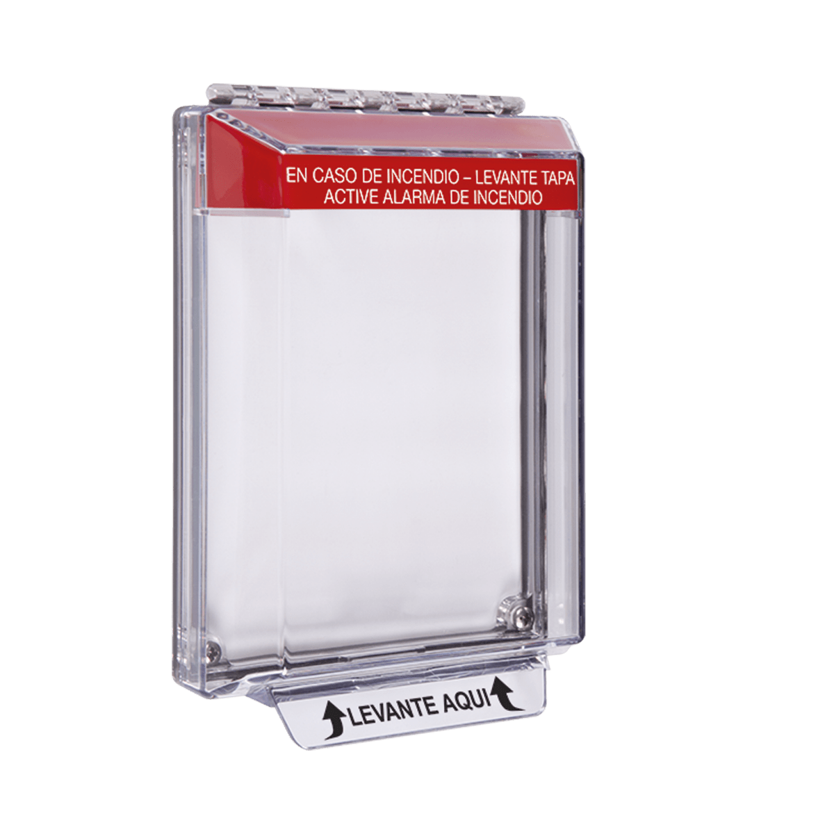 Cubierta Universal Transparente de Bajo Perfil y Texto de Incendio en Español - SILYMX