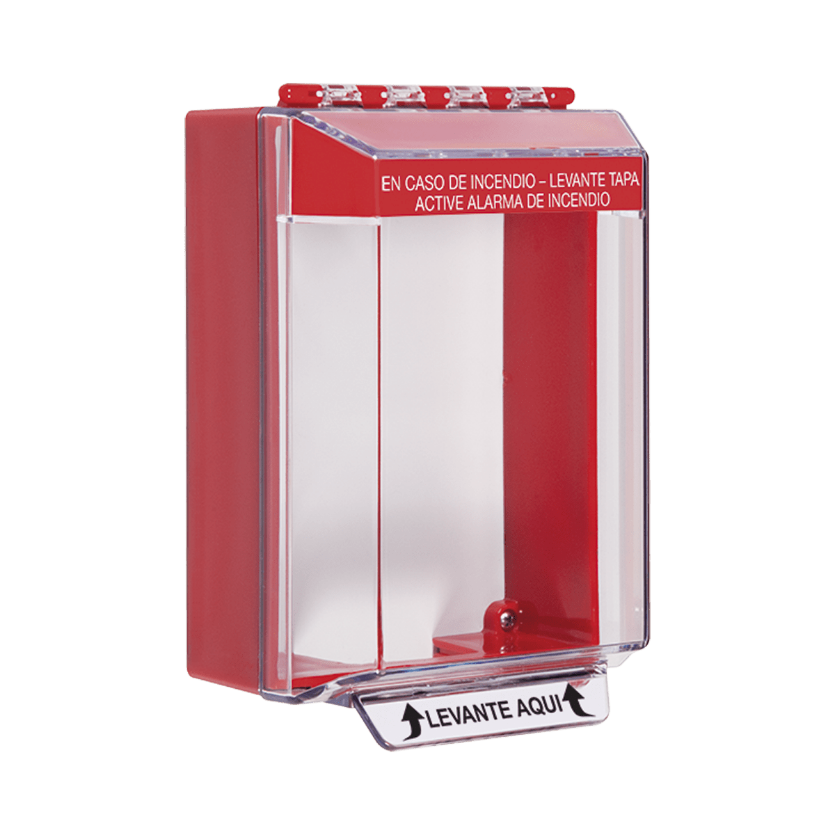 Cubierta Universal Transparente, de Bajo Perfil, con Espaciador, Texto de Incendio en Español, Notificación Audible y Visible - SILYMX