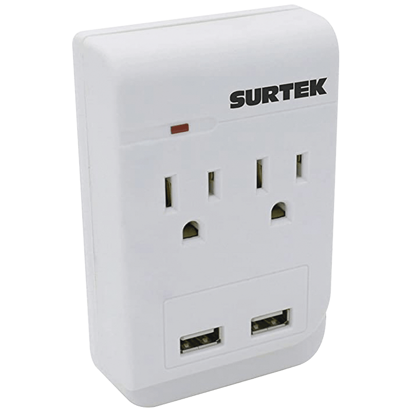 Multicontacto de ABS con 2 entradas de corriente y 2 de USB. - SILYMX