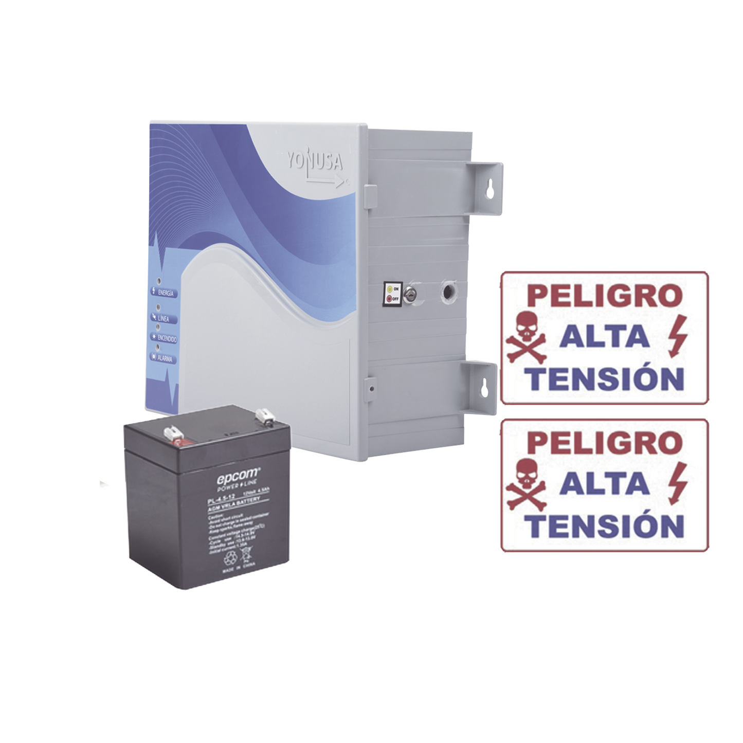 KIT de Energizador de 12,000Volts-.9JOULES/2500 mts lineales de proteccion/Activado por Atenuación de voltaje,Corte de línea o Aterrizamiento de la línea/Integración a panel de Alarma. - SILYMX