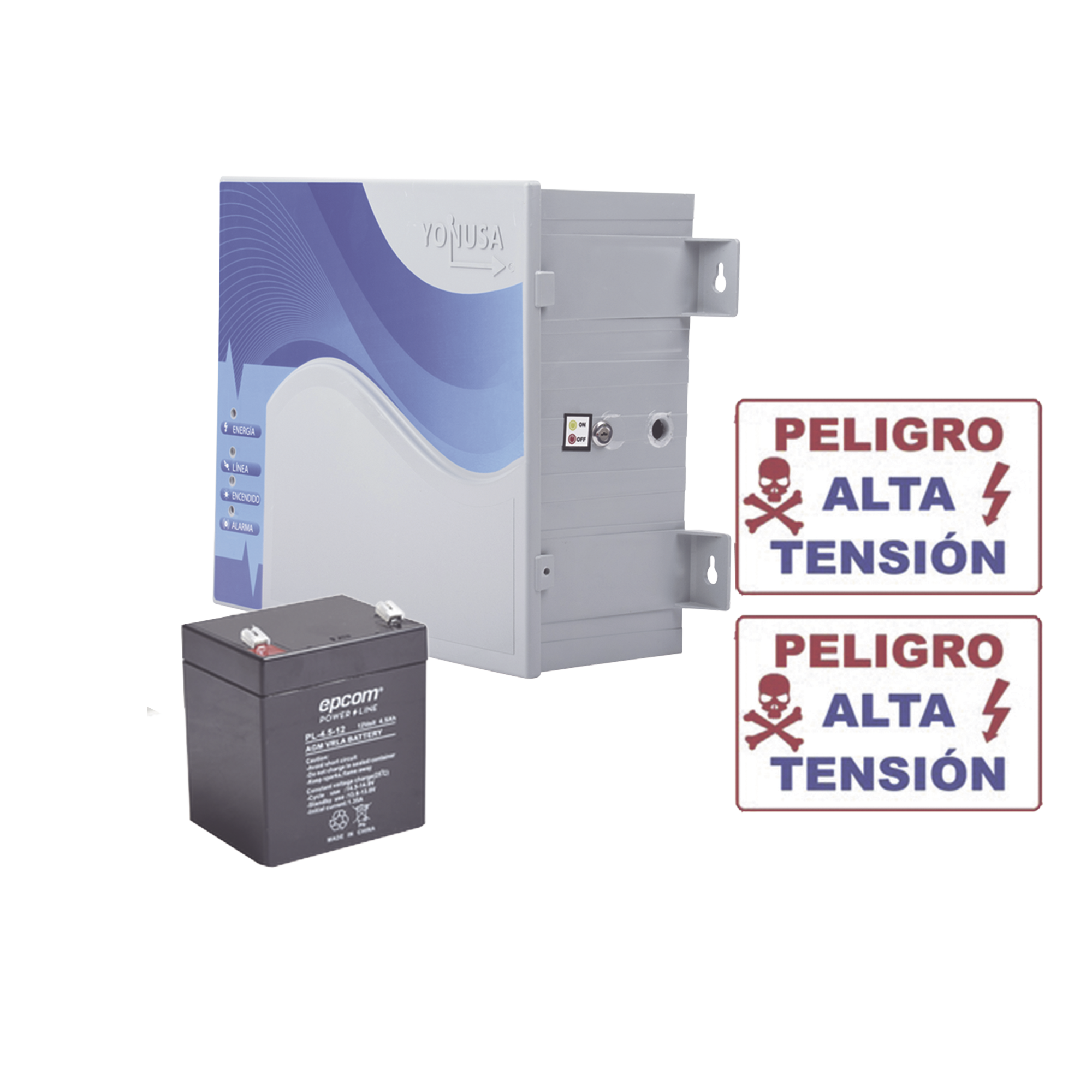 KIT de Energizador de 12,000Volts-.9JOULES/2500 mts lineales de proteccion/Activado por Atenuación de voltaje,Corte de línea o Aterrizamiento de la línea/Integración a panel de Alarma. - SILYMX