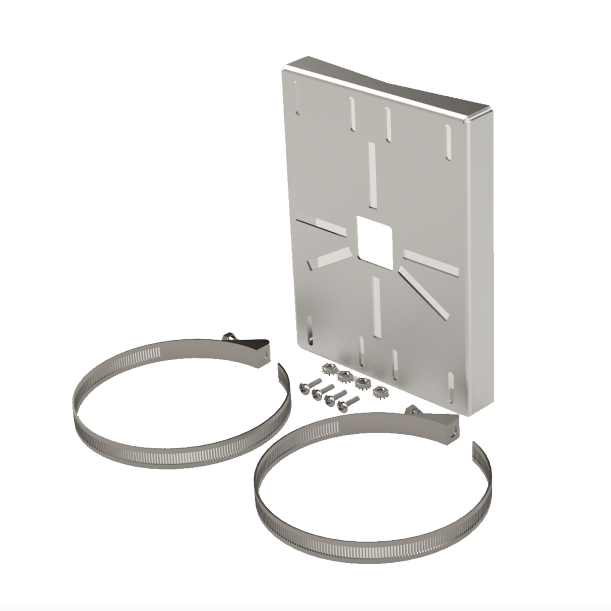 Montaje universal galvanizado para instalación de cámaras en poste 2" a 5" color gris galvanizado  SYS-PM-01V3 - SILYMX