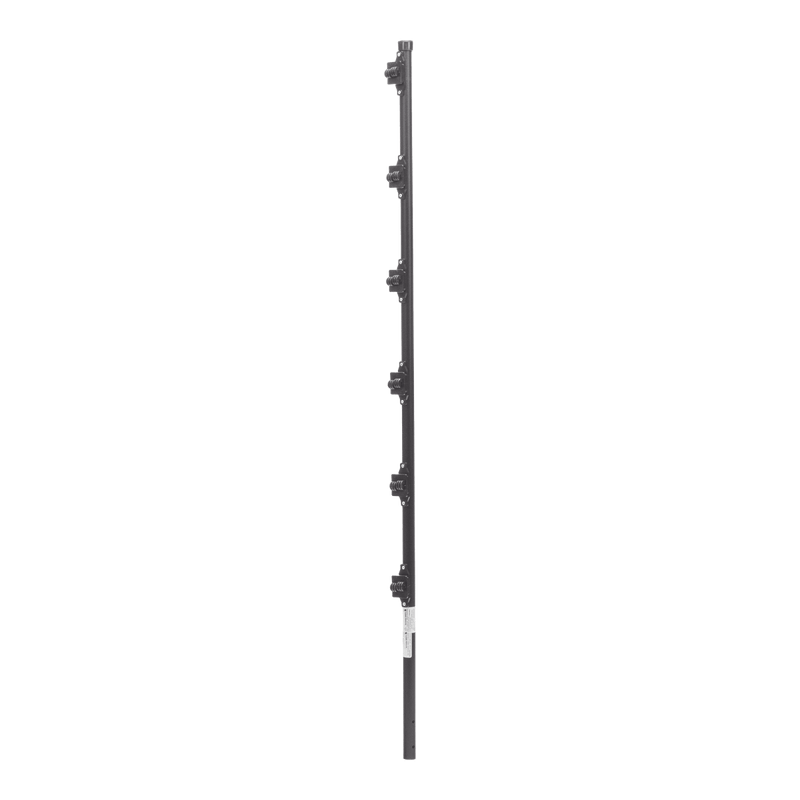Poste con 6 Aisladores de PASO para Cerca Electrificada. Tubo Galva. de 1.4m, cal. 18 de 1" Diam. + Pintura Negra. - SILYMX