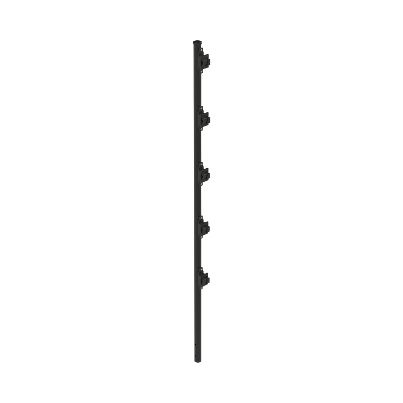Poste con 5 Aisladores de PASO para Cerca Electrificada. Tubo Galvanizado de 1.2m, cal. 18 de 1" Diam. + Pintura Negra Aplicación en Polvo. - SILYMX