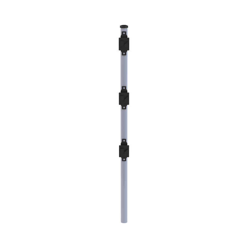 Poste de Paso de 0.75m para Cerca Electrificada. Tubo Galvanizado cal. 18 de 1"Diam. con Tapón y 3 Aisladores Instalados. - SILYMX