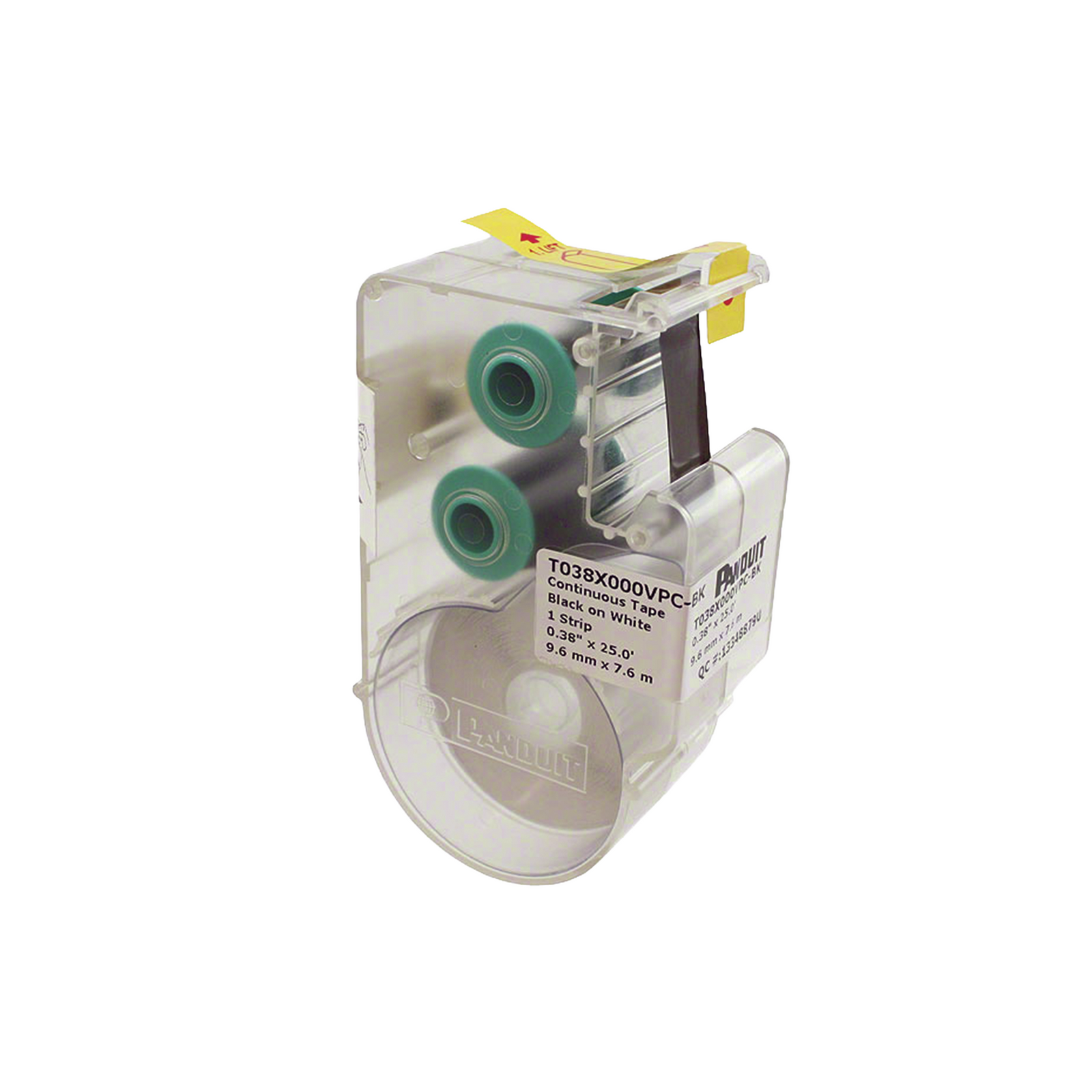 Casete De Etiquetas De Vinilo De Cinta Continua Color Negro Sobre Blanco Uso Interior/Exterior 9.65 Mm De Ancho X 7.6 Metros De Largo - SILYMX