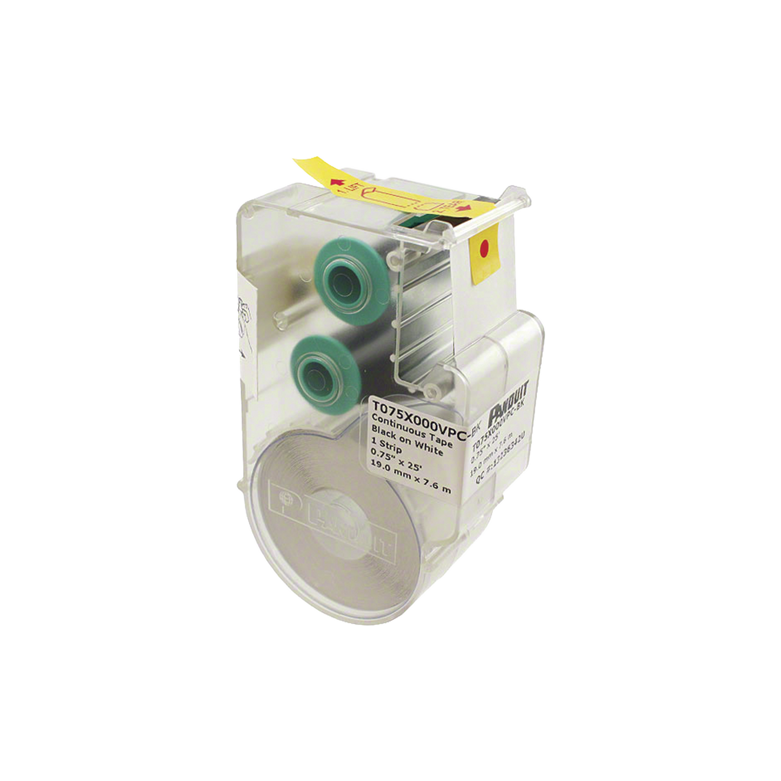 Casete De Etiquetas De Vinilo De Cinta Continua Color Negro Sobre Blanco Uso Interior/Exterior 19.05 Mm De Ancho X 7.6 Metros De Largo - SILYMX