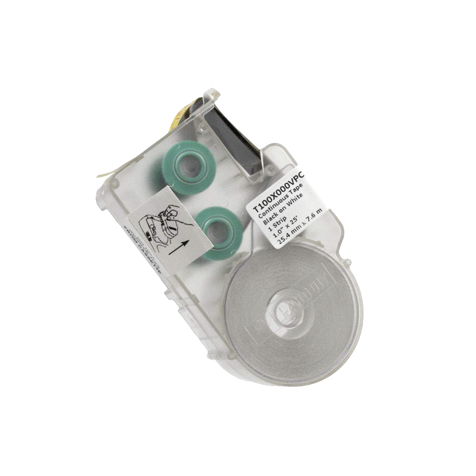 Casete De Etiquetas De Vinilo De Cinta Continua Color Negro Sobre Blanco Uso Interior/Exterior 25.4 Mm De Ancho X 7.6 Metros De Largo - SILYMX