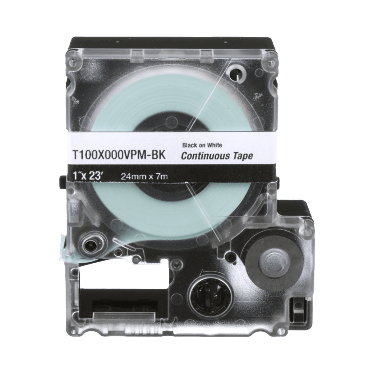 Casete de Etiquetas de Vinilo de Cinta Continua Panduit Color Negro Sobre Blanco Uso Interior/Exterior 24 mm (1 in) de Ancho x 7.6 Metros de Largo T100X000VPM-BK - SILYMX