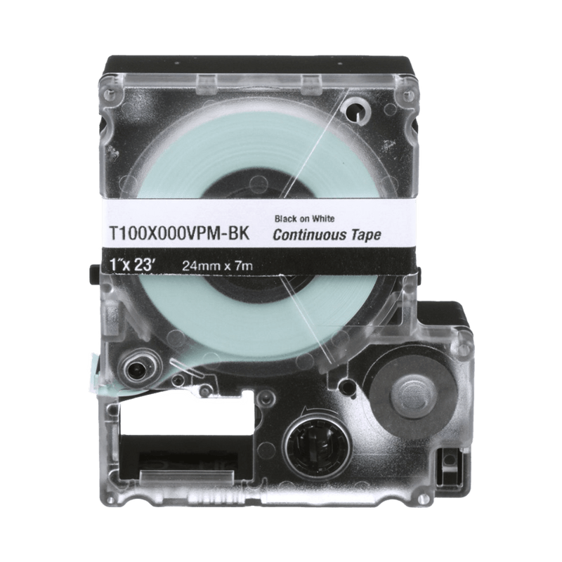 Casete de Etiquetas de Vinilo de Cinta Continua Panduit Color Negro Sobre Blanco Uso Interior/Exterior 24 mm (1 in) de Ancho x 7.6 Metros de Largo T100X000VPM-BK - SILYMX