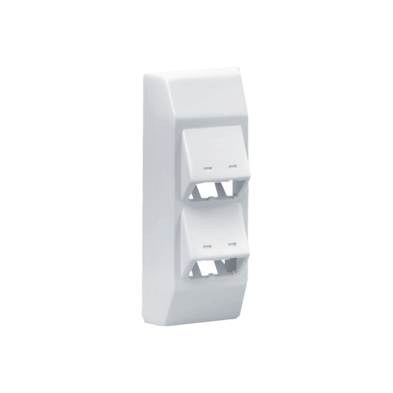 Soporte Con 4 Puertos Mini-Com Con Bisagras De Instalación A Presión Para Canaletas T45 Material Pvc Rígido Color Blanco Mate - SILYMX