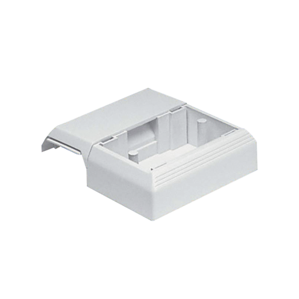 Caja Superficial Con Bisagras De Instalación A Presión Para Canaletas T45 Material Pvc Rígido Color Blanco Mate