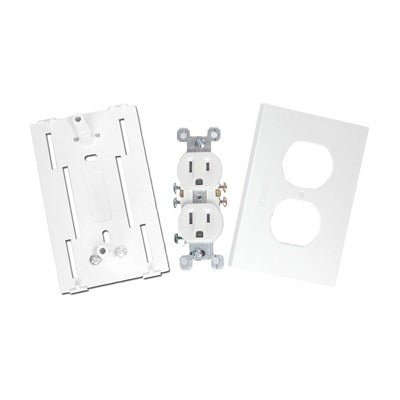 Contacto eléctrico doble soporte y tapa color blanco de PVC auto extinguible TEK-100-DUPLEX - SILYMX