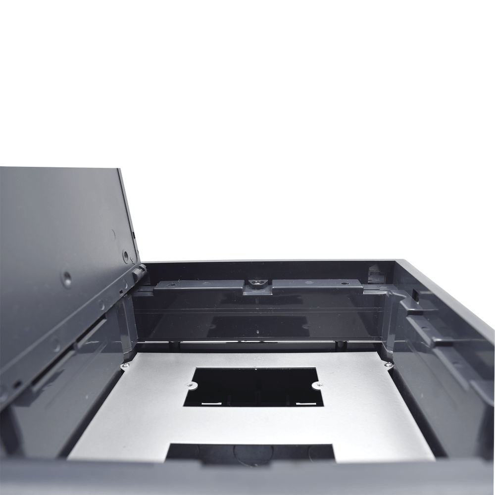 Caja de piso para dos módulos universales (Socket M2), para alimentación eléctrica y redes de datos (11000-33401) No incluye faceplates - SILYMX