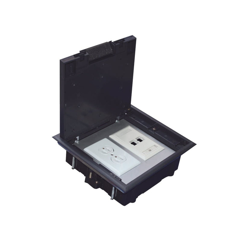 Caja de piso para dos módulos universales (Socket M2), para alimentación eléctrica y redes de datos (11000-33401) No incluye faceplates - SILYMX