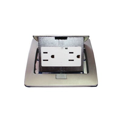 Mini caja de piso rectangular en acero inoxidable con 2 contactos eléctricos (11000-21201) - SILYMX
