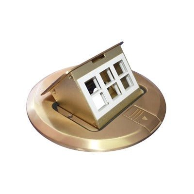 Mini caja de piso redonda para datos o conectores tipo Keystone, color bronce (3 contactos) (11000-12102) - SILYMX