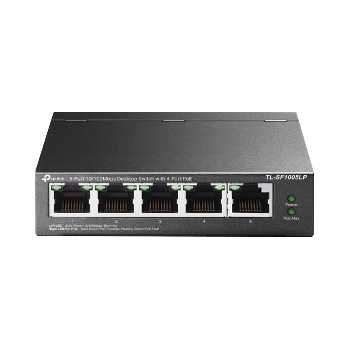 Switch PoE TP-LINK no Administrable de escritorio 5 puertos 10/100 Mbps 4 puertos PoE af Presupuesto 41 W PoE hasta 250 metros TLSF1005LP - SILYMX