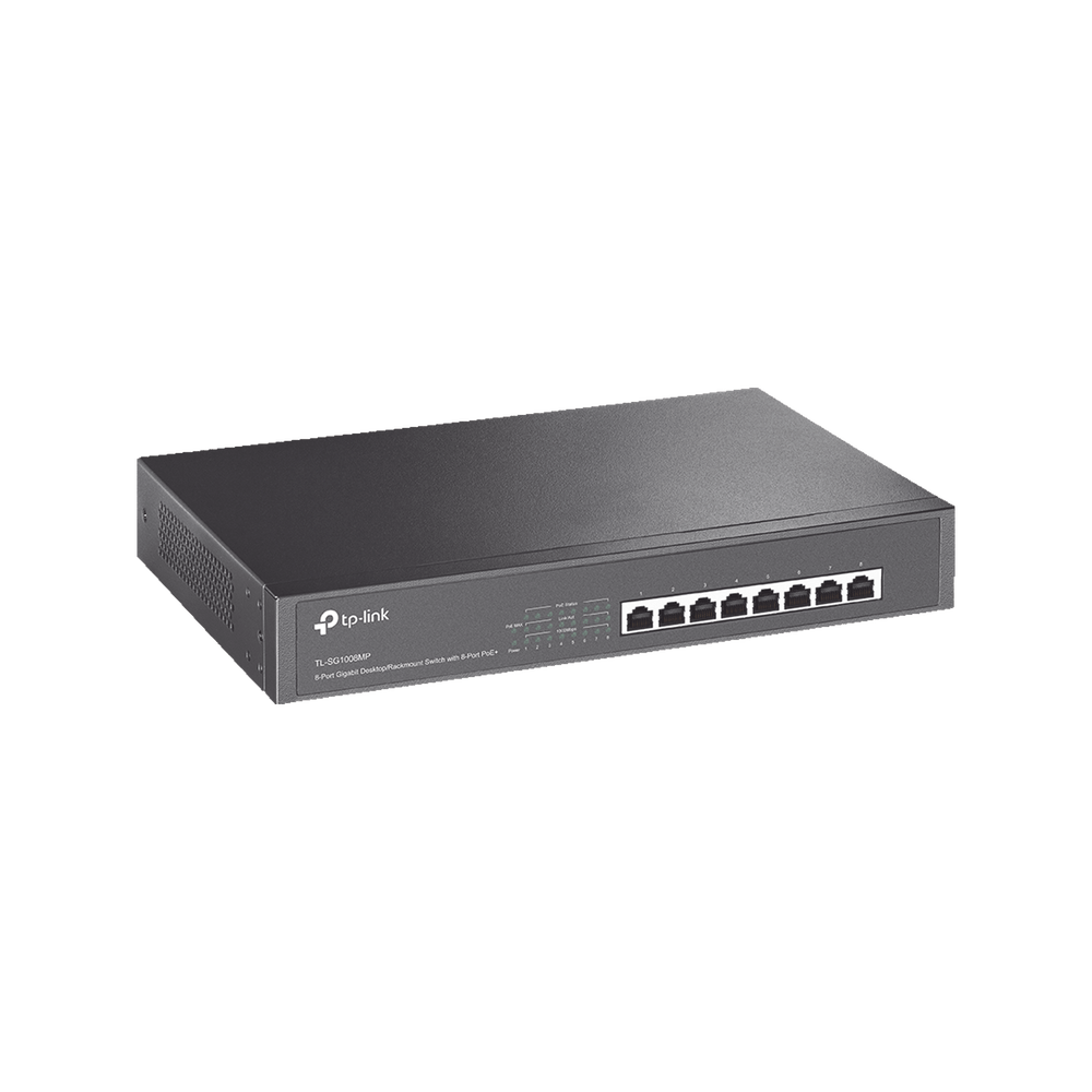 Switch Gigabit PoE+ Tp-Link no administrable de 8 puertos 10/100/1000 Mbps, para escritorio TL-SG1008MP - SILYMX