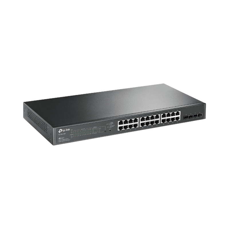 Switch PoE JetStream SDN Administrable 24 puertos 10/100/1000 Mbps + 4 puertos SFP, 24 puertos PoE, 250W, administración centralizada OMADA SDN - SILYMX