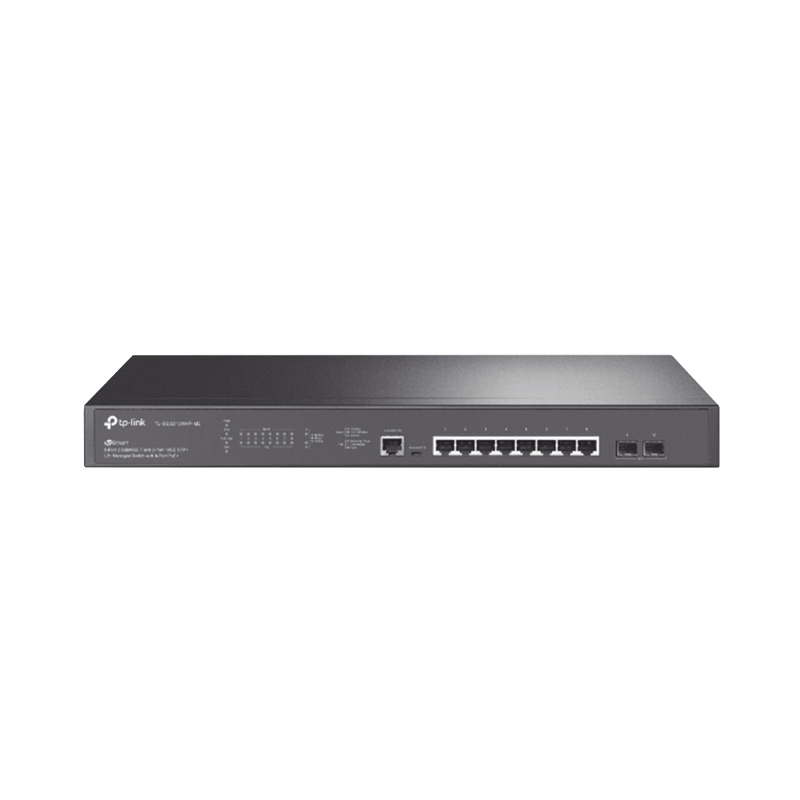 Switch PoE+ JetStream SDN Administrable 8 puertos 100/1000/2500 Mbps + 2 puertos SFP+, 8 puertos PoE+, 240W, administración centralizada OMADA SDN, ideal para Wi-Fi 6 - SILYMX