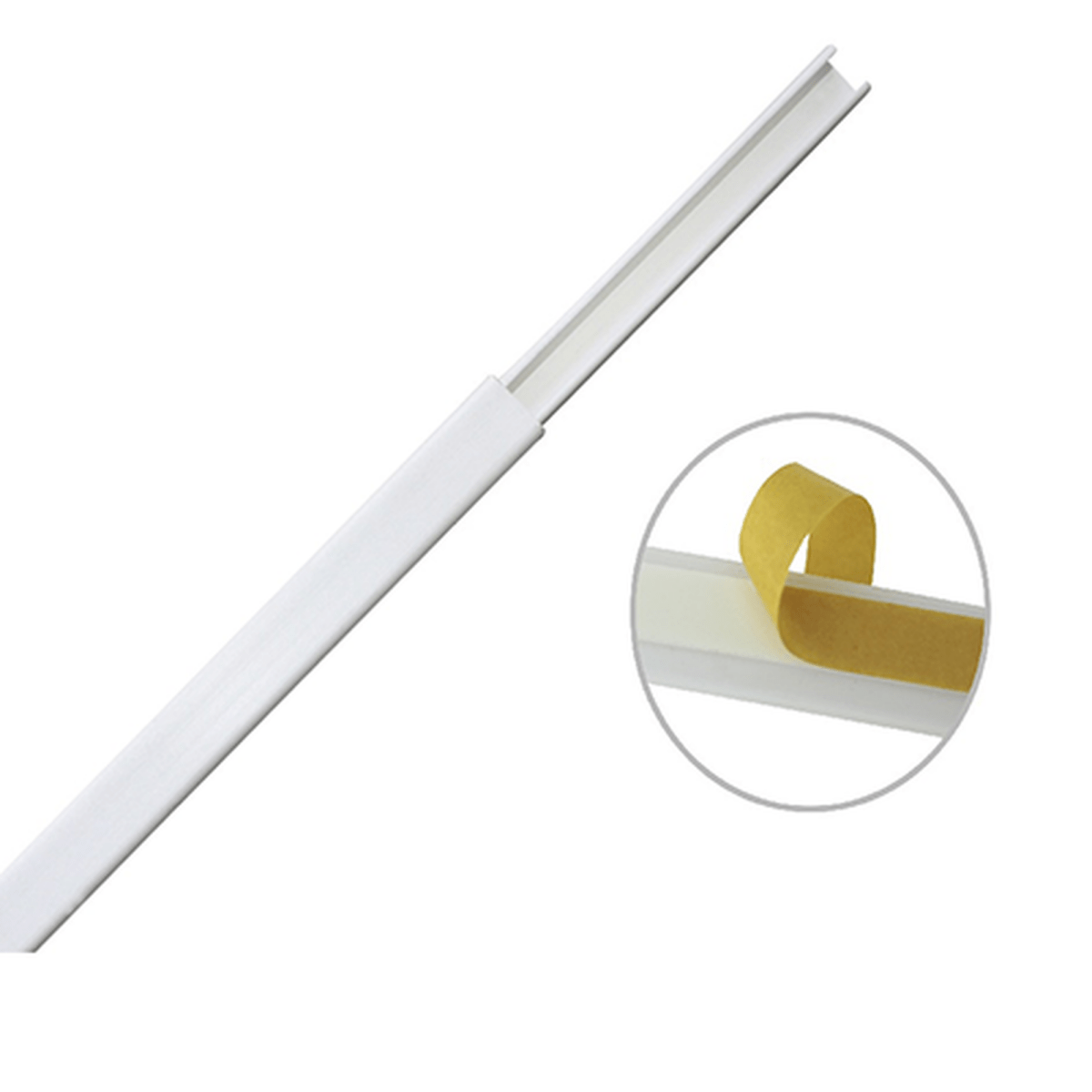 Canaleta color blanco de PVC auto extinguible, de una vía, 12 x 8 mm tramo de 6 pies con cinta adhesiva (5000-21252) - SILYMX