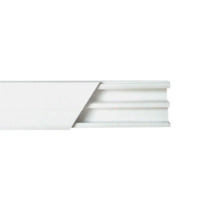 Canaleta blanca de PVC auto extinguible, con división, 20 x 10 mm, tramo de 2.5m (5101-01250) - SILYMX