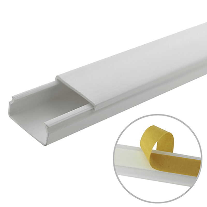 Canaleta blanca de PVC auto extinguible, sin división, 20 x 10 mm, tramo de 2.5 m (5101-01260) - SILYMX