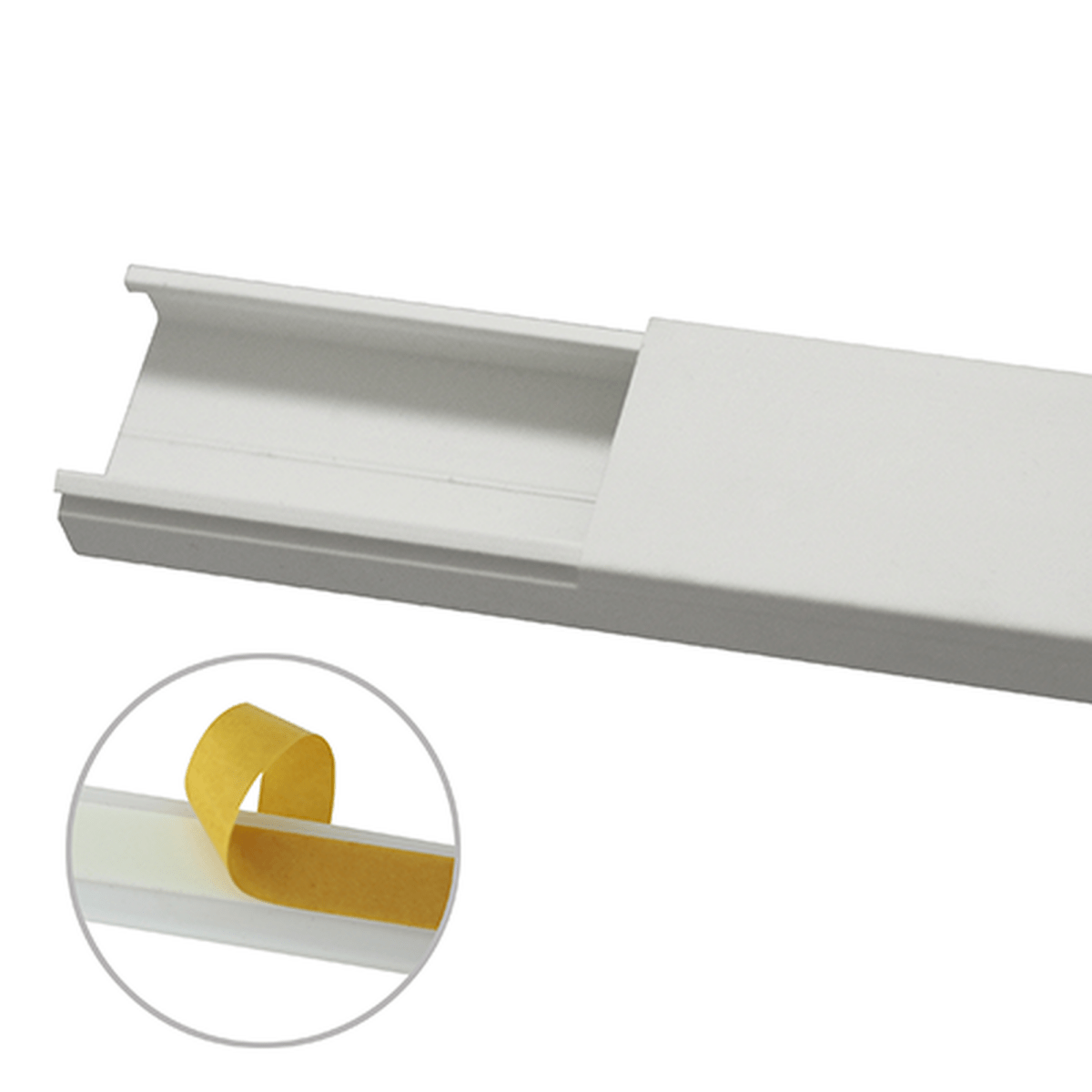 Canaleta en color blanco sin división, 35 x 17 mm tramo 6 pies, con cinta adhesiva (5301-21262) - SILYMX